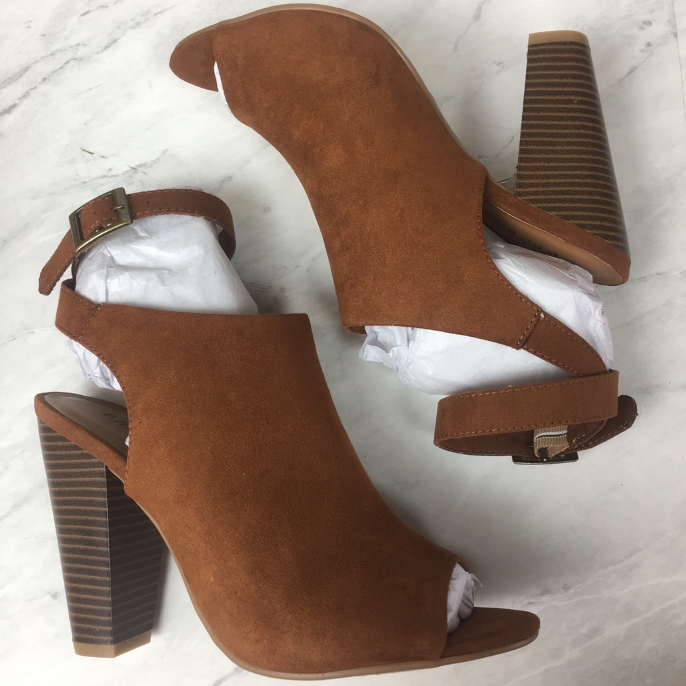 Bamboo Mash-41M Heeled Ankle Booties Brown 8